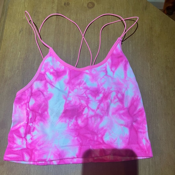 Bright pink ribbed spaghetti strap tank - Picture 1 of 3